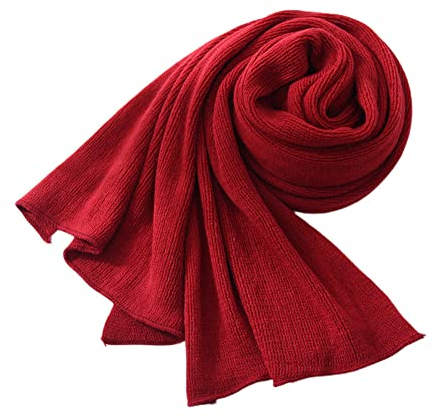 HGJH Strickschal Damen,Winterschals Roter Weicher Warmer Schal Dicke Decke Strickwollgarn Einfarbiger Schal Langer Großer Winterschal Trendige Stola-Schals Für Frauen Mädchen