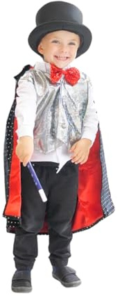 Marvin's Magic - Magician Dress Up - Magical Costume & Props - Magic Wand, Hat, Role Play - Colouring Book - Waistcoat & Cape Costume