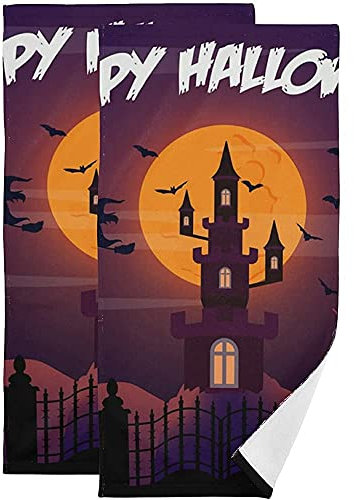 2Er Duschtücher Set Hexe Fröhliches Halloween Mikrofaser Strandtuch Ultraleichtes Strandtuch Schnell Trocknendes Reisehandtuch, Für Schwimmbad, Schwimmen, 70x40cm