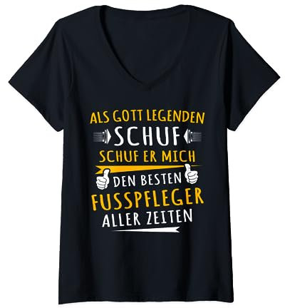 Lustiger Spruch Fusspfleger T-Shirt mit V-Ausschnitt