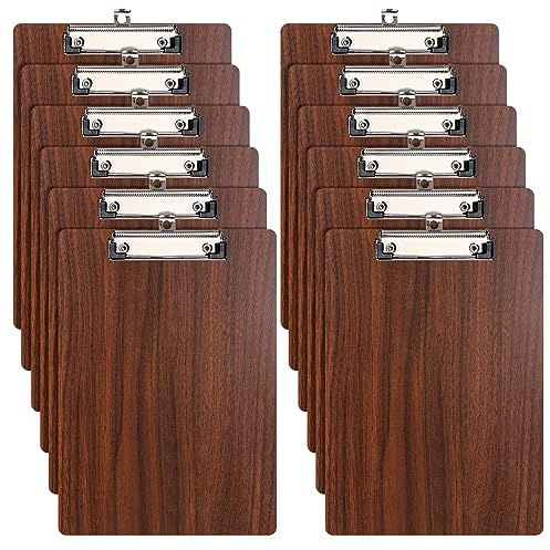 Klemmbrett A4 Holz,12 Stück Klemmbretter mit Metalklemme,Schreibbrett Schreibplatte Clipboard Zwischenablage