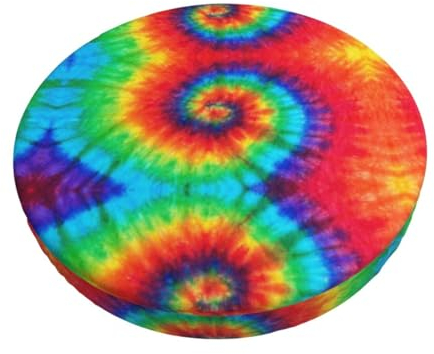 BUULOO Runde Barhocker Tie Dye Regenbogen Bezug Waschbarer Elastischer Sitzkissenbezug für Stühle mit einem Durchmesser von 30 bis 35 cm