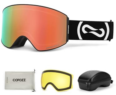 COPOZZ Photochrome Skibrille, kontrastverstärkende OTG-Snowboardbrille für Herren, Damen, Jugendliche, magnetische und 100% UV-Schutz, Schneebrille, 22101 P1