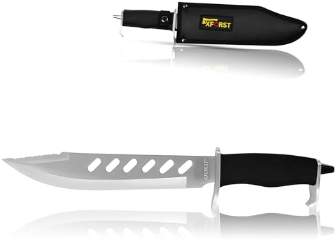 Xforst machete da giardino Coltello da sopravvivenza outdoor di alta qualità, lunghezza totale 38 cm, impugnatura in plastica e fodero in tessuto Oxford.