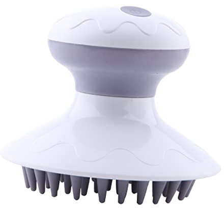 FRCOLOR 1 Pc Brosse à Shampoing Électrique Masseur Électrique De Tête De Cuir Chevelu Brosse à Cheveux Masseur Cuir Chevelu Portable Instrument Blanche Matériau Abs