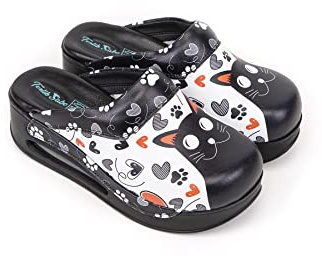 Terlik Sabo Air ST367 MAX Zuecos de Cuero Mules Zapatillas Zapatos Sabot, Mujer, Gato Negro, EU 40