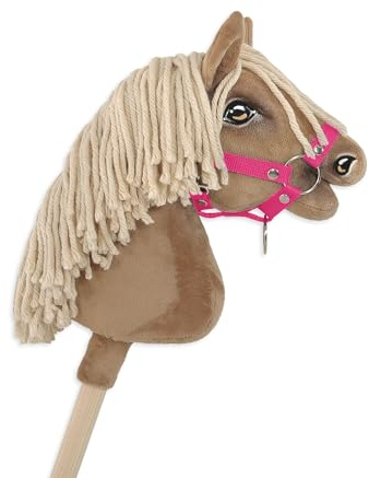 Hobby Horse A4 Pferdehalfter, befestigt, klein. Set ohne Pferd. Dunkel pink.