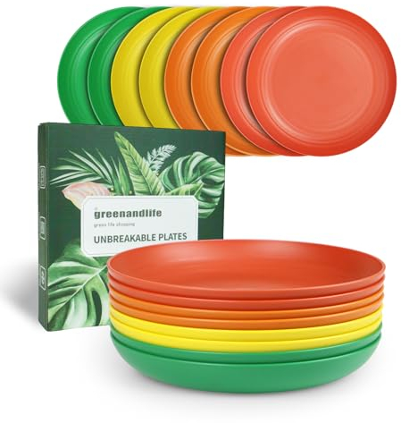 greenandlife Légères et incassables assiettes en - Passe au lave-vaisselle et au micro-ondes, sans BPA et saines
