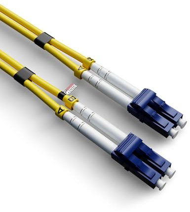 rhinocables OS2 LC Fibre Optic Cable | 9/125µm Single-Mode | Yellow LSZH Jacket for Safety | 1310nm & 1550nm Wavelength | Optical Lead for Network Transceivers, SFP Modules & Ethernet Devices (10m)