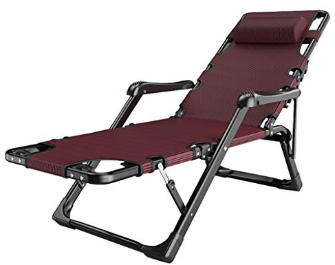 Zero Gravity Lounge Chair, Liegestuhl für Sonnenliegen, robust |Klappbarer Garten-Liegestuhl mit Fußstütze |Liegestühle mit Getränkehalter |Zero-Gravity-Stühle, flach liegend, Rot, max.160 kg schwerer