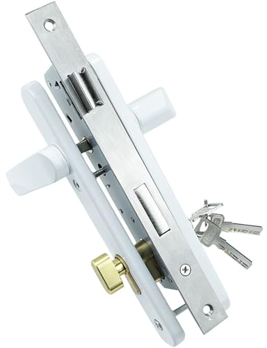 Cubstone Türschloss-Set, komplettes Set mit Griffen - 85/25mm Einsteckschloss,Einstiegshebel Türgriff Chrom Türgriffschloss Packung Für Badezimmer Balkon Zugangstür (D, Door thickness: 65-90mm)