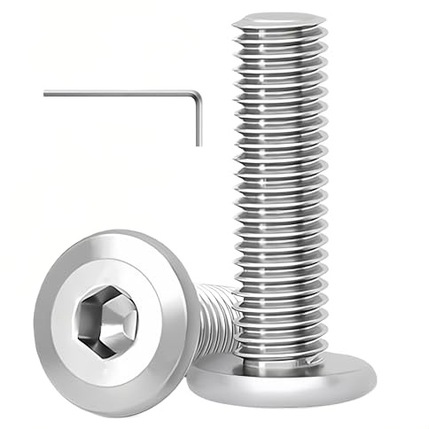 WZHUIDA 20 Stück M6 x 12 mm Schrauben, Edelstahl Innensechskant Flachkopfschrauben, Vollgewinde Möbelverbinderschrauben mit Schraubenschlüssel