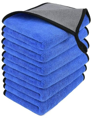 VBGURR 6 paños de microfibra para coche, toalla de secado de coche (30 x 40 cm, azul)