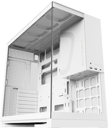 Geometric Future Tour intermédiaire M5 en Verre trempé, boîtier de Jeu E-ATX/ATX, Acier de 1,2 mm, Type C, Panneaux sans Outils, Support radiateur 420/360, Double Chambre, Blanc, GEO-M5-W