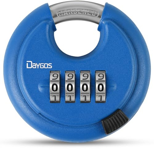 DAYGOS Heavy Duty Combination Padlock - Outdoor Stainless Steel Disc Combination Lock, Weatherproof Lock for Gate, Shed, Garage, Locker(Blue, 1pcs) | 4 Digit. 9.5mm Shackle. 70mm Body. Heavy Duty. Weatherproof. Lock for Shed, Fence, Garage, Storage Unit, Locker