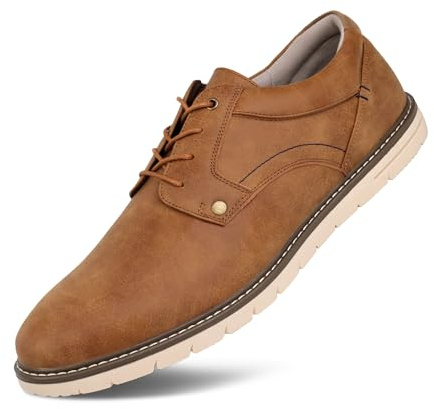 Hawkwell Chaussures Oxford décontractées Grande Taille pour Hommes, Baskets Confortables pour Le Travail,PU Marron, EU 51