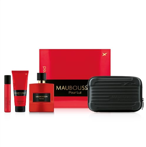 Mauboussin - Prestige Set Pour Lui In Red : Eau de Parfum 100ml, Duschgel 75ml, Reisespray 20ml & Pouch Bag