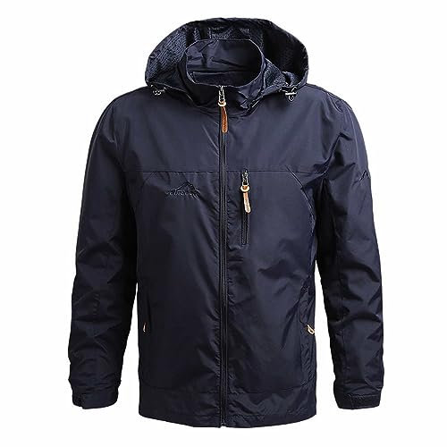 Men'S Outdoor Softshell Waterproof Jackets, Lightweight Jackets Mens With Hood Zip Pockets Windproof Jacket Windbreaker Hoodys Transition Jacket Overcoat For Outdoor Hunting Fishing S-5xl