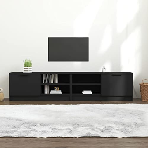 ShGaxin Meuble TV 2 pièces, meuble de salon, meuble TV, petit meuble, table d'appoint, table de télévision, contreplaqué noir 80 x 35 x 36,5 cm