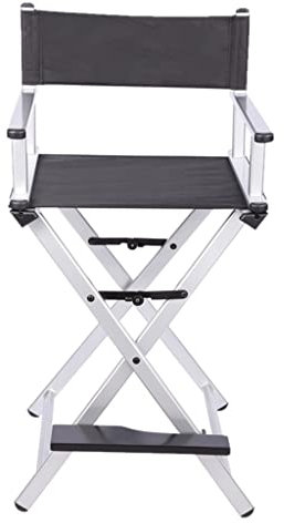 Tragbarer Aluminium-Klapp-Regiestuhl für Make-up-Künstler (Silber)