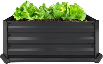 Bordure de potager en métal anthracite revêtu par pulvérisation – 84 x 54 cm – Bordure de jardin surélevée en fer sans fond – Jardinière de jardin – Jardinière rectangulaire