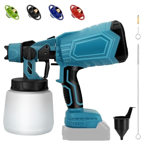 Pulvérisateur de peinture sans fil pour clôture compatible avec batterie Makita 18V/21V, avec 5 buses, récipient détachable de 800 ml, pulvérisateur de peinture pour clôtures et abris, armoires