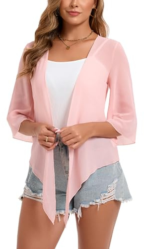 Dosieyeo Bolero Damen Festlich Chiffon Jäckchen 3/4 Arm Leichte Luftige Sommer Cardigan Elegant Schulterjacke für Kleid