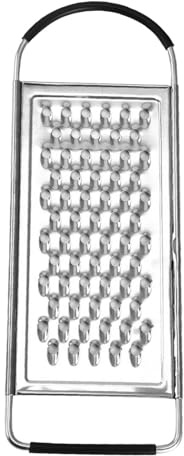 Rallador de queso de acero inoxidable plano de mano con mango antideslizante, herramienta de cocina para verduras, patatas y mantequilla Qpz732 (negro, 31,2 x 11,4 cm)