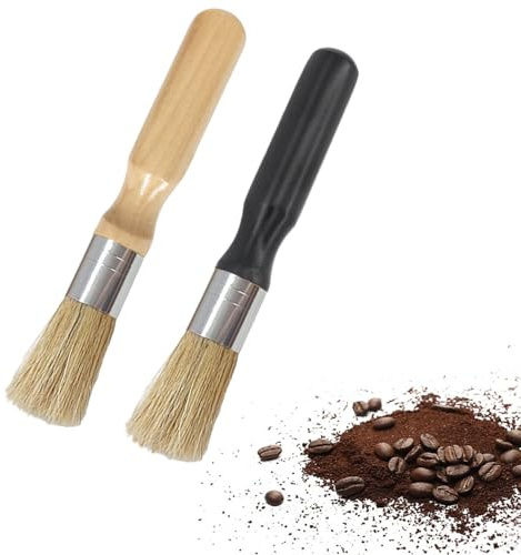 SZZETK 2 Piezas de Cepillo de Café, Limpieza de Cepillos de Café, Pinceles Baristas, Madera de Pincel de café, Sostenible y de Diseño Ergonómico