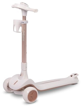 TOYZ - Scooter Barn 3 År - Scooter Barn Satura - med Balanskontroll och Självlysande Hjul - Justerbart Styre och Flaskhållare - Barnscooter, Trehjuling, Barnscooter - Vit