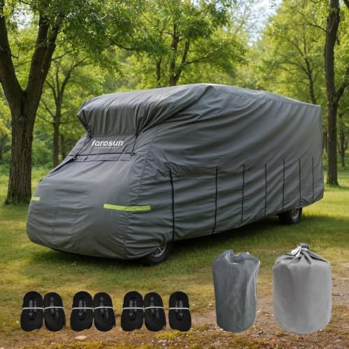 Farosun Bâche de Protection 4 Couches pour Camping-Car, résistante aux intempéries et Respirante, résistante aux UV, indéchirable et aux intempéries, bâche de Protection Contre la grêle, pour l'hiver