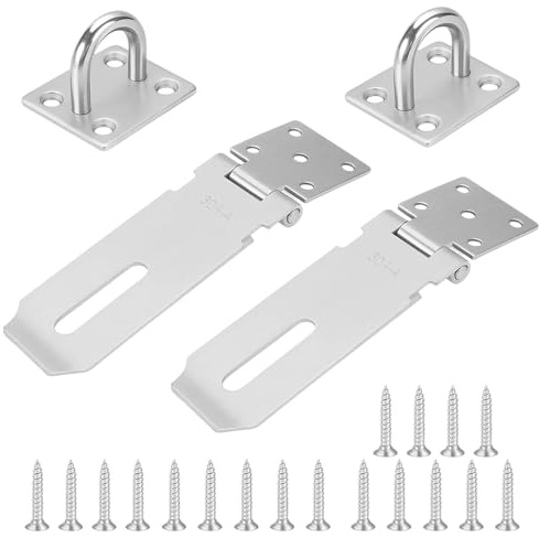 2 Stück Set Türriegel 4 Zoll Schlossriegel Silber, Überfalle für Türschloss Innenraum, Fenster und Schrank, Praktische Türverriegelung