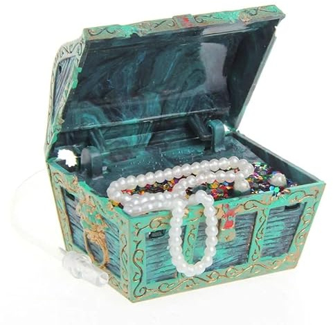 Quintathletic Treasure Chest Shaped Aquarium Air Action Ornament Fish Tank Aquascaping Decor