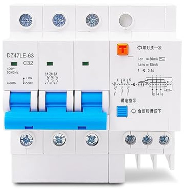 Disjoncteur différentiel triphasé DZ47LE-63 3P 16-63A 400V, protection contre les surcharges(63A)