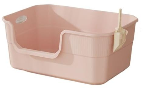 Maison de Toilette Grand Bac À Litière pour Chat, Ouvert pour avec Pelle, Toilettes Pliables pour, Côtés Hauts Chatons, Lapins(Rosa)