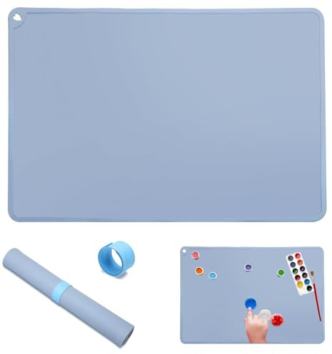 LINYIJOY Bastelunterlage 60 x 40 cm Groß Malunterlage mit Magnetischer Absorptionsclip, Malunterlage Schule Knetunterlage Silikonmatte Mal Unterlage Bastelmatte Kinder für Basteln, Malen