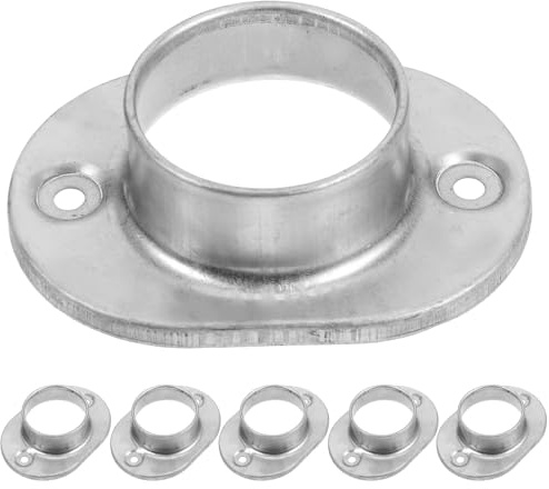 SHINEOFI 6pcs Zinc Steel Round Tube Post Base Plates Heavy Duty Fence Flange Brackets for Outdoor Handrail Stability and Resistance