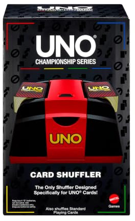 Mattel Games UNO Championship Series Automatic Card Shuffler | Shuffle UNO and Standard Decks, Easy Push-Button Activation, Shuffles up to 224 Cards