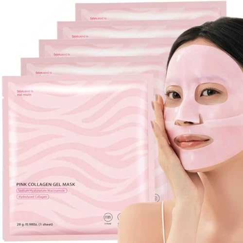 Collagen Mask 5 st kollagen ansiktsmask Lepilon Ansiktsmask Bio Real Deep Koreansk Kollagen Ansikte Fuktgivande Mask Overnight Natt Bio-Collagen Skönhet Lys Upp Hudfärg
