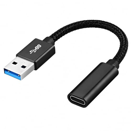 Leloco USB C auf USB A Adapter 10Gbps Typ C Buchse auf Stecker Kabel | 15cm Nylon-Kabel für Laptops, Tablets, Handys, SSDs. Unterstützt 3A Schnellladung & Audio. Kompakter USB auf USB C Adapter.