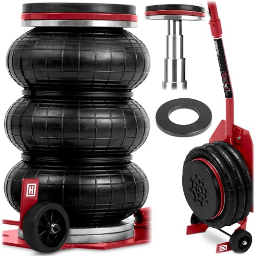 Humberg Ascenseur pneumatique Bonhomme de Neige de Voiture - Levage Rapide et sûr - pour Voitures particulières SUV et véhicules Utilitaires - Charge maximale 3,5 t - Hauteur 150-400 mm