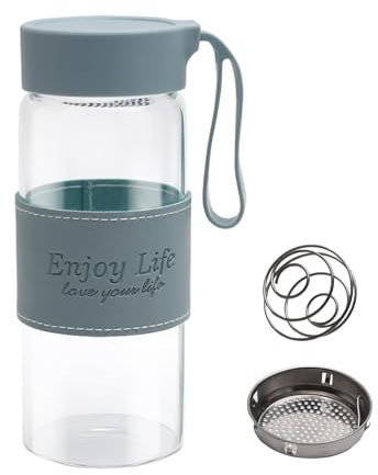 GZRXIOUS Protein Shaker Glas 480 ml Shaker Proteinshake Protein Shacker med sil och rostfritt stål boll proteinshaker bägare flaska Fitness flaska proteinshaker Schaker för Protein Shake Sport