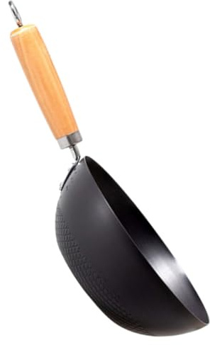 VICASKY Sartén Mini de 20 Cm sin Recubrimiento, Wok Pequeño de Fondo Plano para Cocina Doméstica, Apto para Estufa Eléctrica, Sartén Wok Multifunción para Freír y Saltear, Acero
