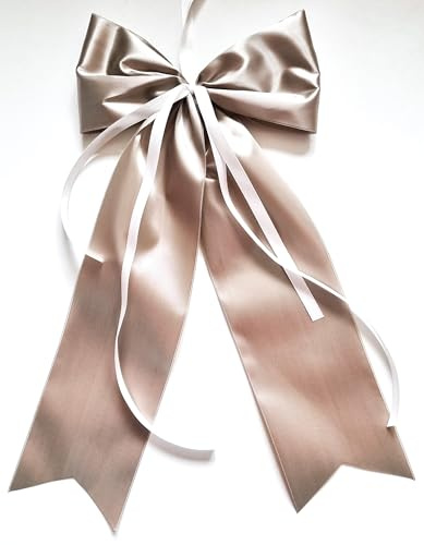 CaPiSo 20x40cm Große Satinschleife OHNE Basteln Geschenkschleife fertige Schleife Satin Schleife Fertigschleife (Einfach Silber)