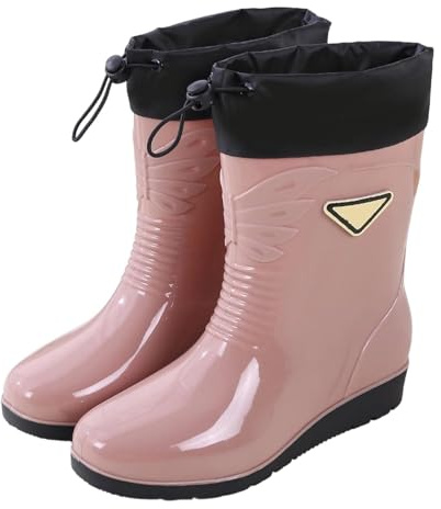 Generisch Bottes en caoutchouc antidérapantes pour femme, tige large, pieds nus, bottes de pluie, bottes imperméables en caoutchouc, bottes de jardin, bottes de trekking