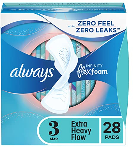 Always Infinity FlexFoam Pads für Damen, Größe 3, extra starke Saugfähigkeit, geruchlos, 28 Stück