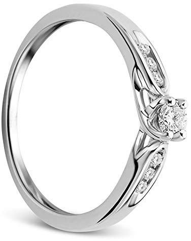 OROVI anello donna Oro 9Kt vero, con Diamanti - Oro Bianco - Gioielli donna - Gioiello Ipoallergenico - Fatto a Mano