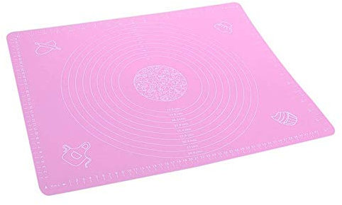 CANDeal Silikonmatte Silikon Backmatte Baking Mat BPA frei Nonstick mit Messungen Fondant Teig Gebäck Backmatte Teigmatte Wiederverwendbar für Fondant Gebäck Pizza Matte, 50x40cm,Pink