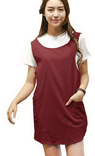 BBYBBS Cotton Linen Aprons Halter Cross Bandage Shortened Design Japanese Round Skirt