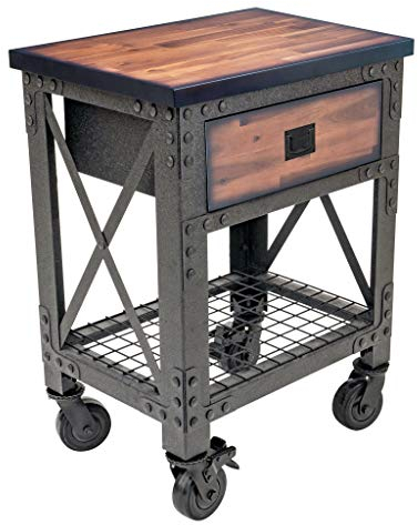 Duramax Banco da lavoro con 1 cassetto, per casa, garage e officina, con ripiano in filo metallico, resistente, con cassetto portaoggetti, capacità 450 kg su legno superiore, 70 x 51 x 94 cm